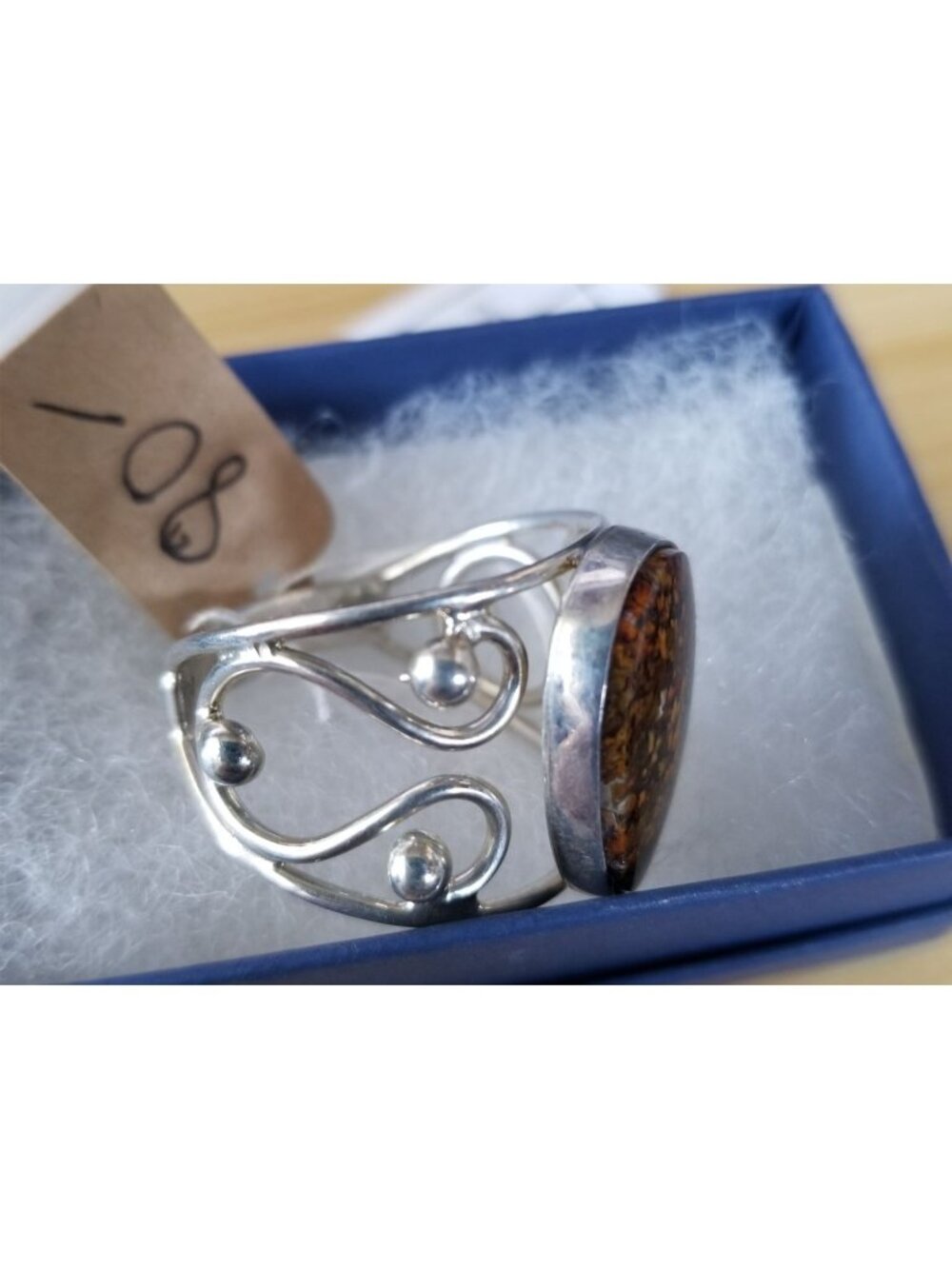 Ring Poppy Jasper 50 ct 10 Gr Size 13 1/2 10 mm x 20 mm Fran Harr 925 Silver - Picture 4 of 9
